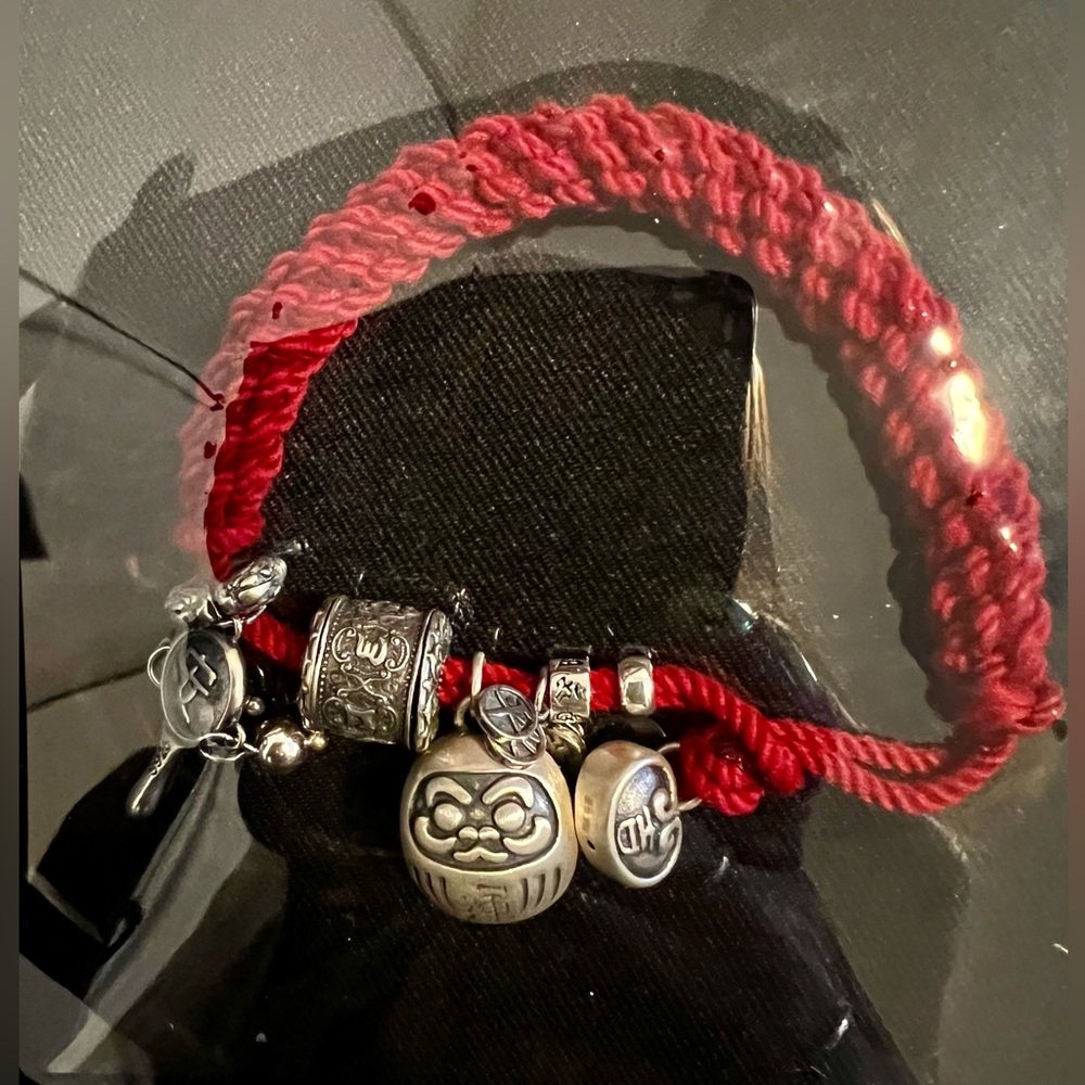 Brand New 925 Sterling Silver Japanese Dharma Lucky Charm Bracelet .